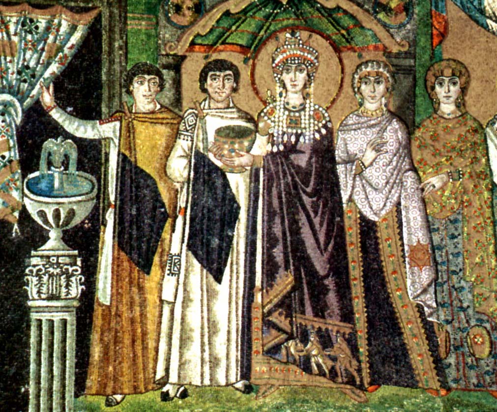 BIZANCJUM Cesarzowa Teodora - mozaika z bazyliki w Rawennie - połowa VI w.