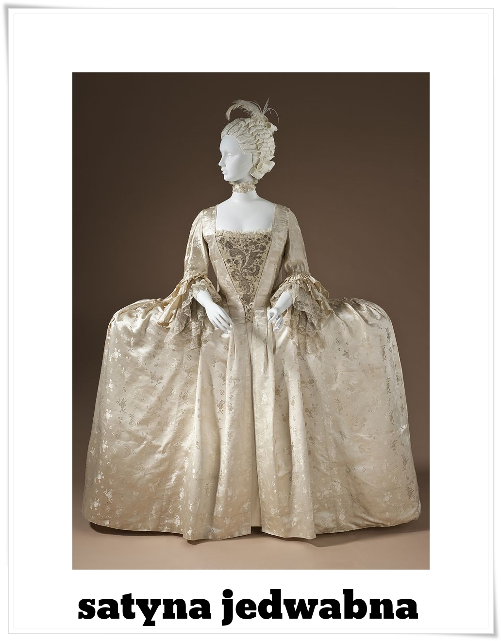 satyna jedwabna - suknia w stylu francuskim - 1765
